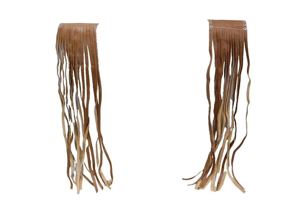 New For Indian Chief Handlebar Grip Cover Fringe Tassel Tan Color Pure Leather - Image 3 of 4