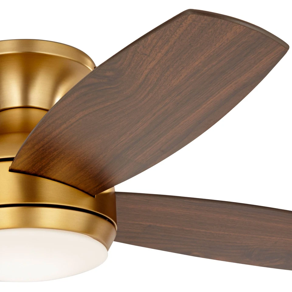 52" Elite Modern Hugger Indoor Ceiling Fan with LED Light Remote Brass Walnut - Image 3 of 4