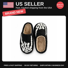 Cozy Halloween Slippers for Adults, Fuzzy Memory Foam Non-Slip House Shoes