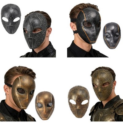 Adults Full Face Cover Costume Ball Warrior Cosplay Mask Resin Retro Masks Rave