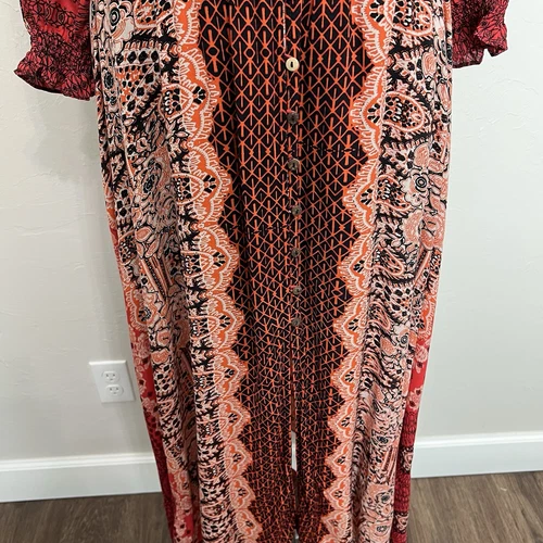 Free People Small Mexicali Rose Maxi Dress Strawberry Mixed Print Boho Romantic - Picture 6 of 17