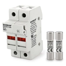 Cylindrical Fuse Holder RT18-32 10x38mm Fuse Base 2 Poles with 10 PCS 3A