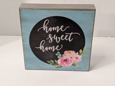 Wood Sign Wall Plaque 7" Square Home Sweet Home