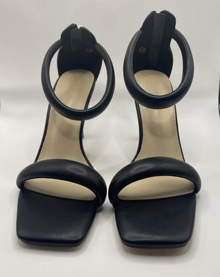 NWT Coutgo Women One Strap Heeled Sandals Square Open Toe Stiletto Black Size 10
