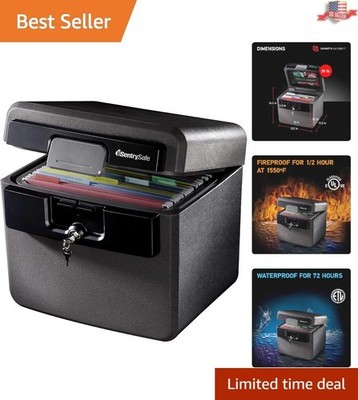 Stylish Black Fireproof & Waterproof Document Box - Ideal for Home Safety
