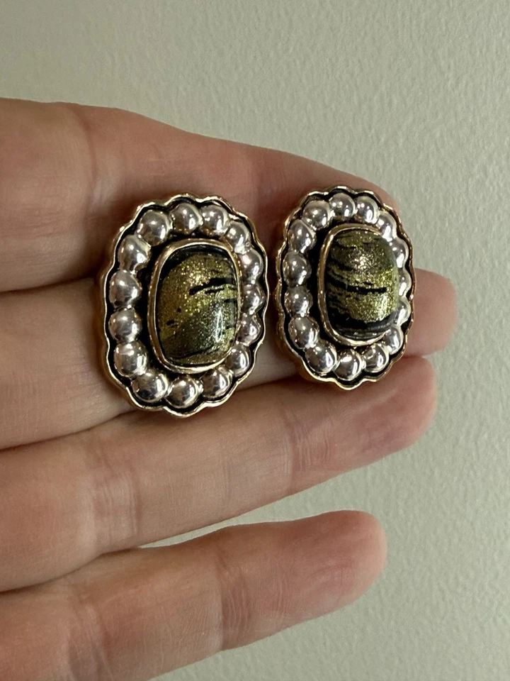 Pendiente de poste de plata/925 de bronce ágata recubierto de oro negro Amy Kahn Russell de diseñador Foto 2 de 4