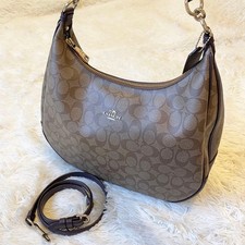 COACH Crescent Shoulder Bag PVC Brown 2Way