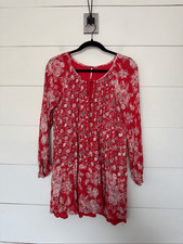 Free People Women’s Medium Red White Lucky Loosey Floral Print Dress
