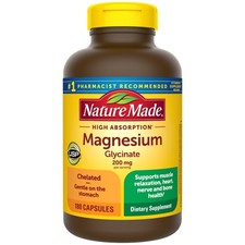 Nature Made Magnesium Glycinate 200 mg per serving, 180 Count (Pack of 1)