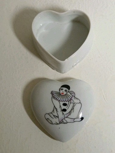 Pierrot Clown Heart Shaped Trinket Box - Foto 3 di 12