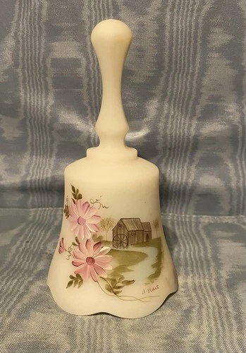 Vintage Rare Fenton Hand Paint Satin Glass Musical Bell   USA
