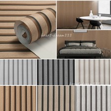 Wooden Slat Panelling Wallpaper 3D Wood Panel Effect Stripe Home Room Wall Paper