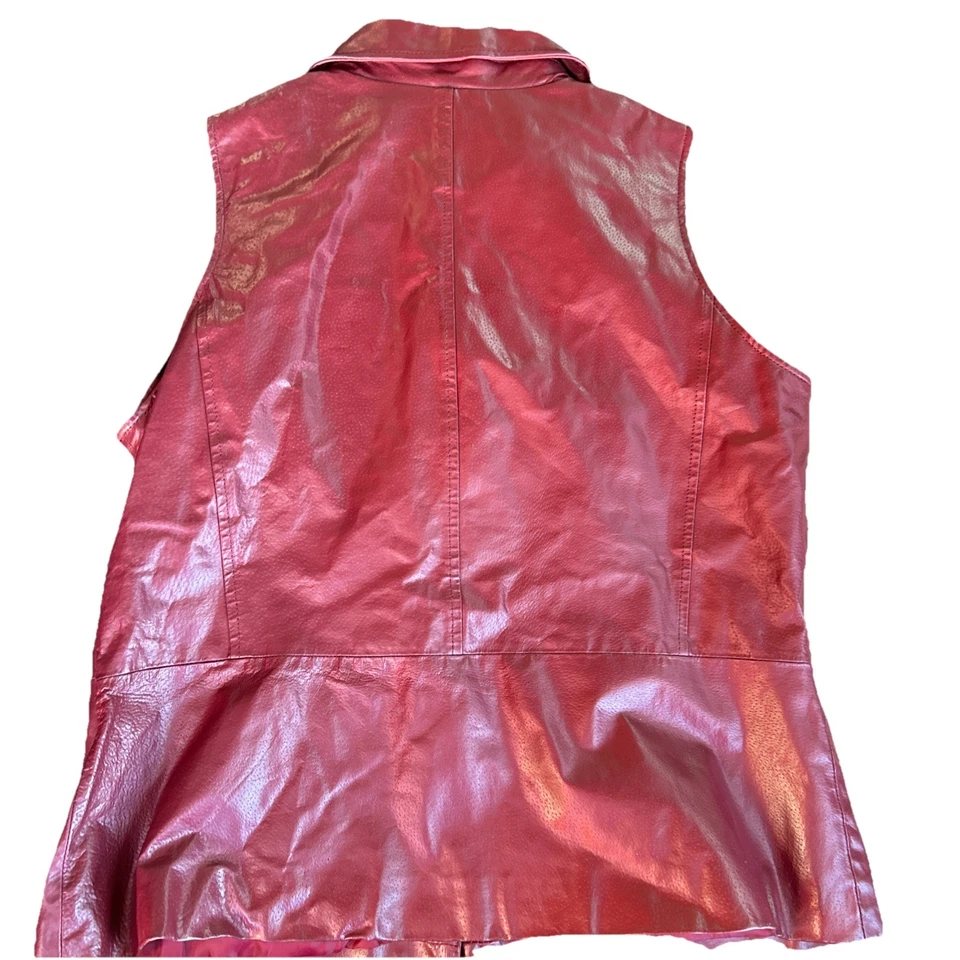 Vintage 90s  A M I Burgundy Leather Vest Cowboy Size XL Womens - Image 4 of 4
