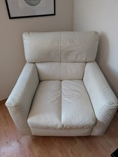 Vintage Swivel Retro Italian Cream Leather 1 Seat Armchair