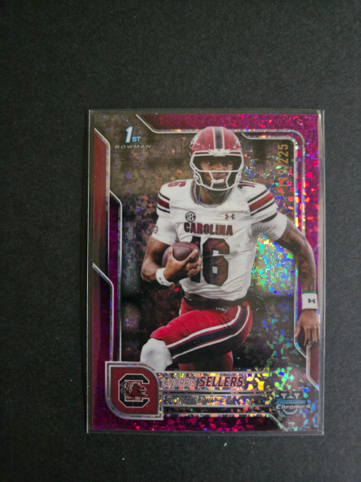 LaNorris Sellers 2025 Bowman U chrome 1st fuchsia mini diamond refractor /225