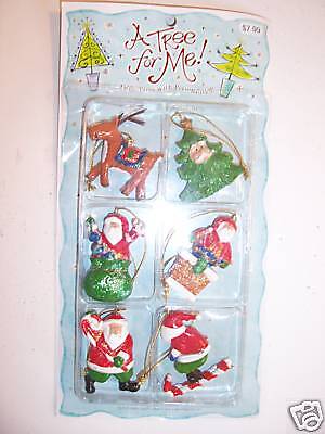 6 TABLE TREE SANTA ORNAMENTS CHRISTMAS DECORATIONS - Picture 1 of 1