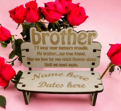 DESIGNED IN A SHED brother keepsake grave marker personalised memorial bench gift In loving memory