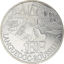 [#184719] France, 10 Euro, Languedoc-Rousillon, 2010, Paris, MS(63), Silver, KM: