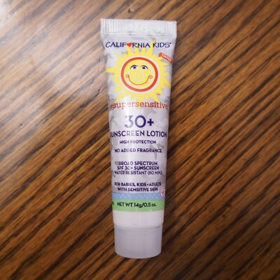 New CALIFORNIA BABY Super Sensitive SPF 30+ Sunscreen Lotion 0.5 Oz /14 G Sealed