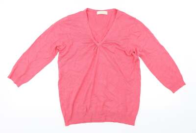 Marks and Spencer Damen Rosa V-Ausschnitt Viskosemischung Pullover Größe 12   Extra Str