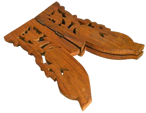 Vintage Carved Wood Folding Stand Hinged India with Silver Tray - Picture 9 of 10