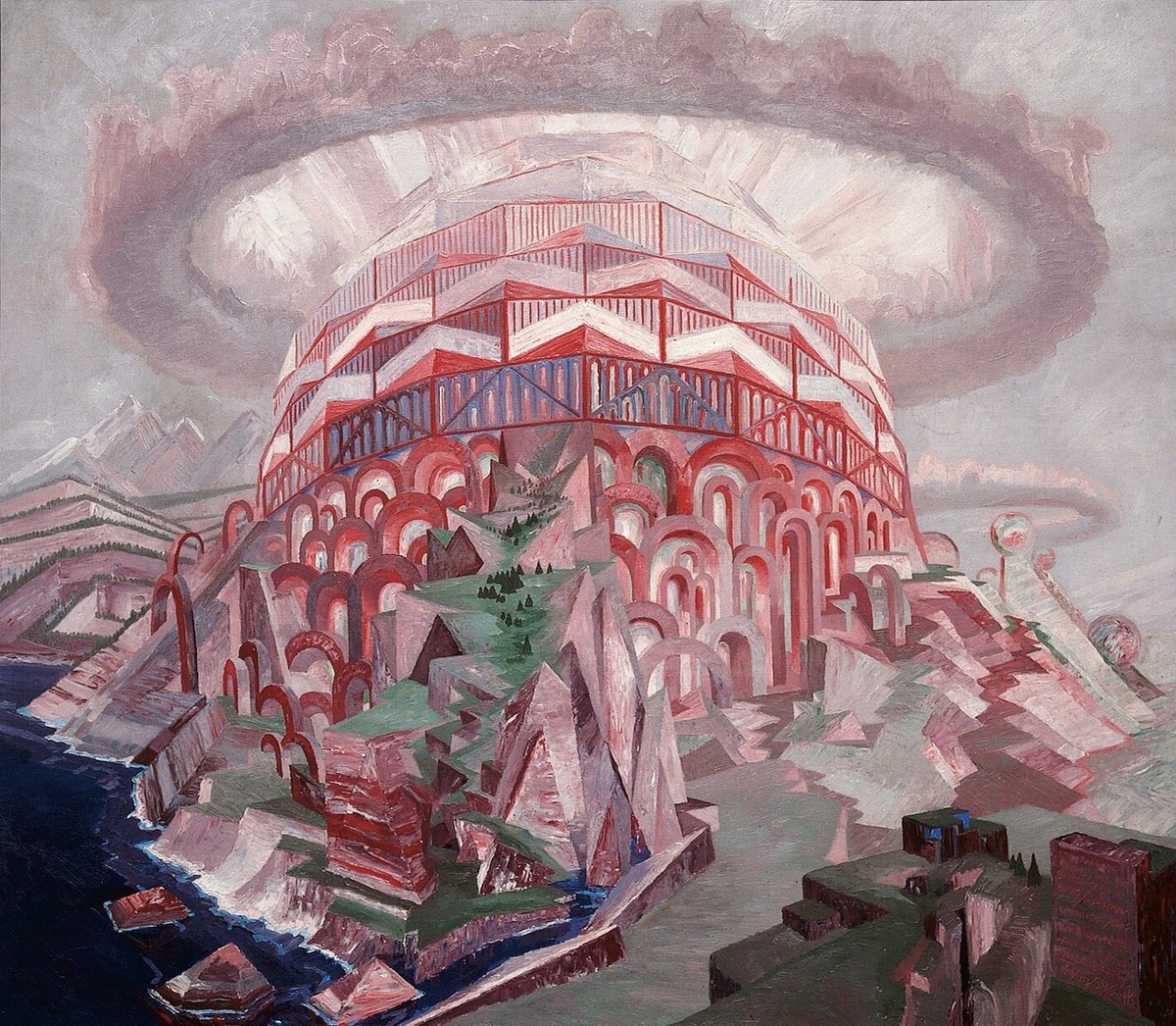 Wenzel Hablik　ヴァーツラフ・ハブリック　ドイツ表現主義 Cantilever Cupola with Five Hilltops :Wenzel Hablik : Archival