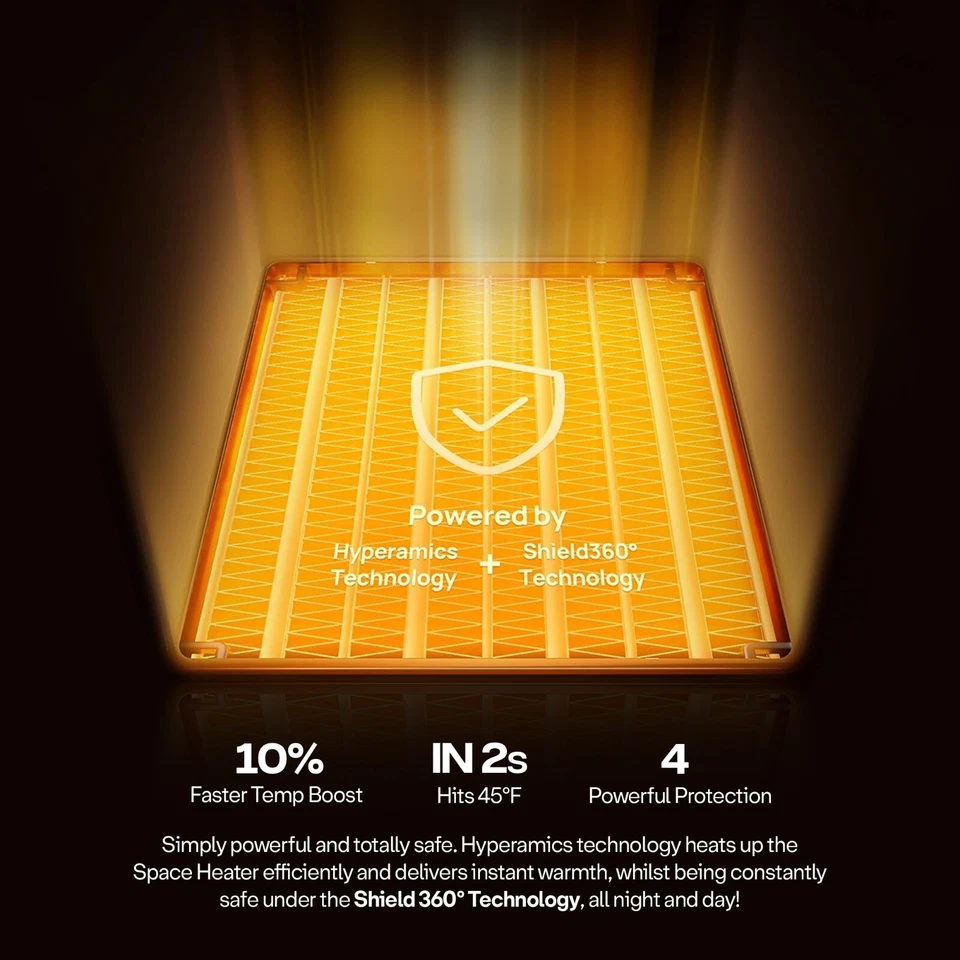 1500W Electric Space Heater with 90° Oscillation & Temp Control - Black/Silver - Image 3 of 4