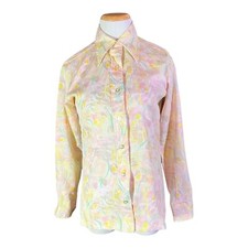 Vintage 1980s Wrangler Women's Size 9/10 Floral Crosshatch Print Shirt