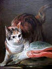 Vintage Naughty Cat Art Postcard Still Life  in Kitchen on Counter Stealing Food — photo 2