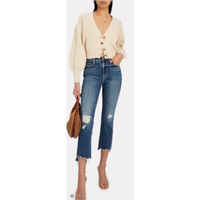 $248 MOTHER The Insider Crop Step Chew Jeans Dancing on Coals Size 25