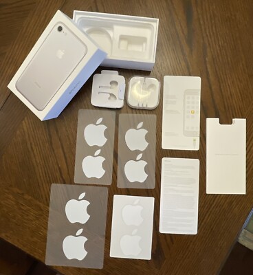 Lot: EMPTY BOX ONLY for iPhone 7, Plastic Earbud Case, 8 Computer Apple Stickers