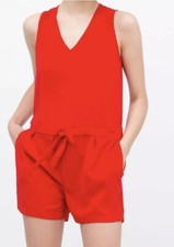 NWT Zara Red Wrap Draped Waist Skort Romper NWT Sz M