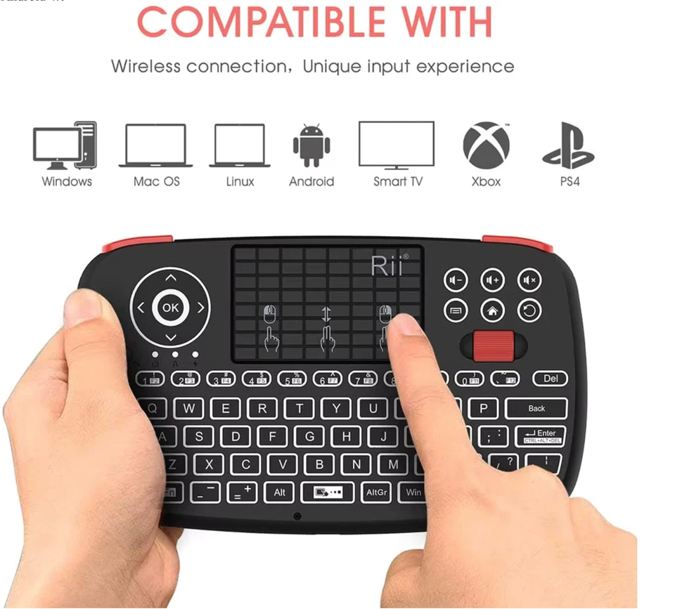 Rii I4 Bluetooth Dual connection Mode Wireless Mini Keyboard Touchpad Backlit - Image 2 of 4