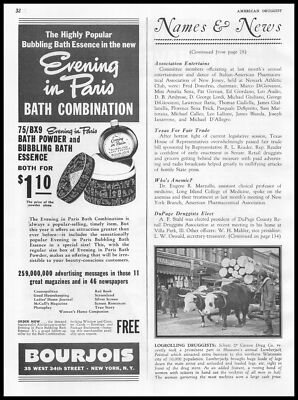 1939 Bourjois New York NY Evening In Paris Bath Powder Bubbling Essence Print Ad