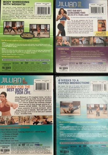 Jillian Michaels Workout Banish Fat Six Pack Abs Shred-It Weights 4 DVD Lot - Picture 2 of 2