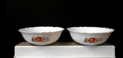 Lot 4 Arcopal France Bowls Cherry Blossoms Blue Trim ARC 6'' Diam 1990s France