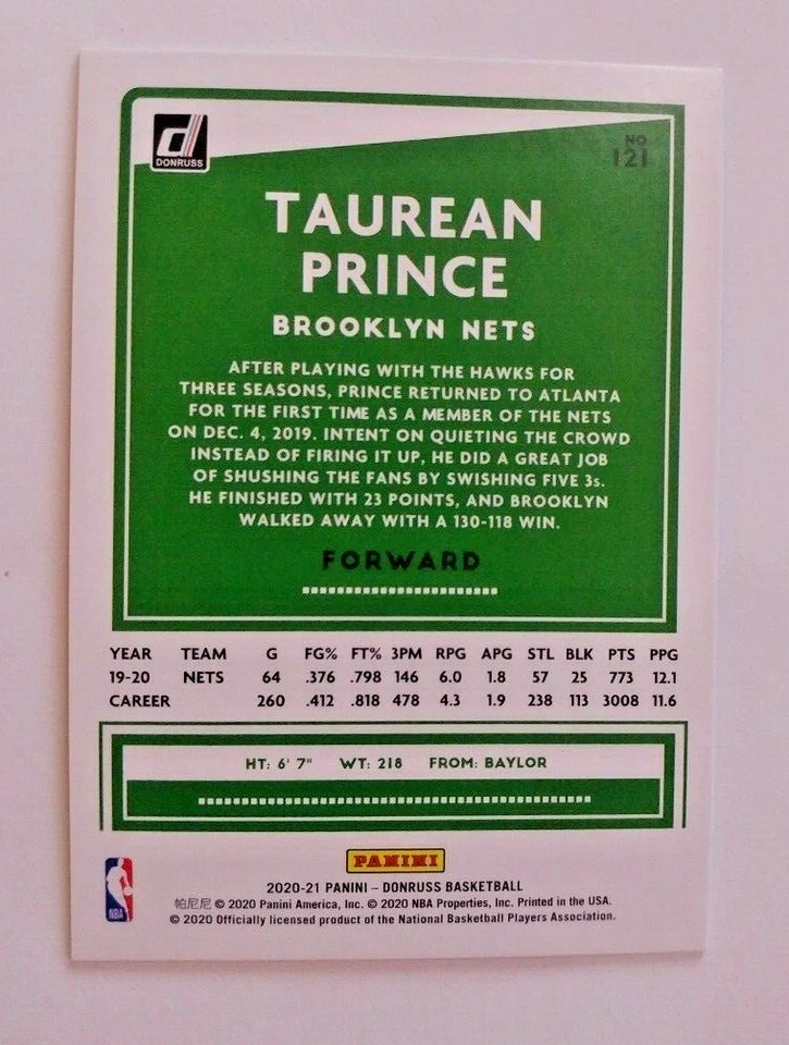 2020-21 DONRUSS CHOICE RED PRIZM TAUREAN PRINCE 77/99 - Image 2 of 2