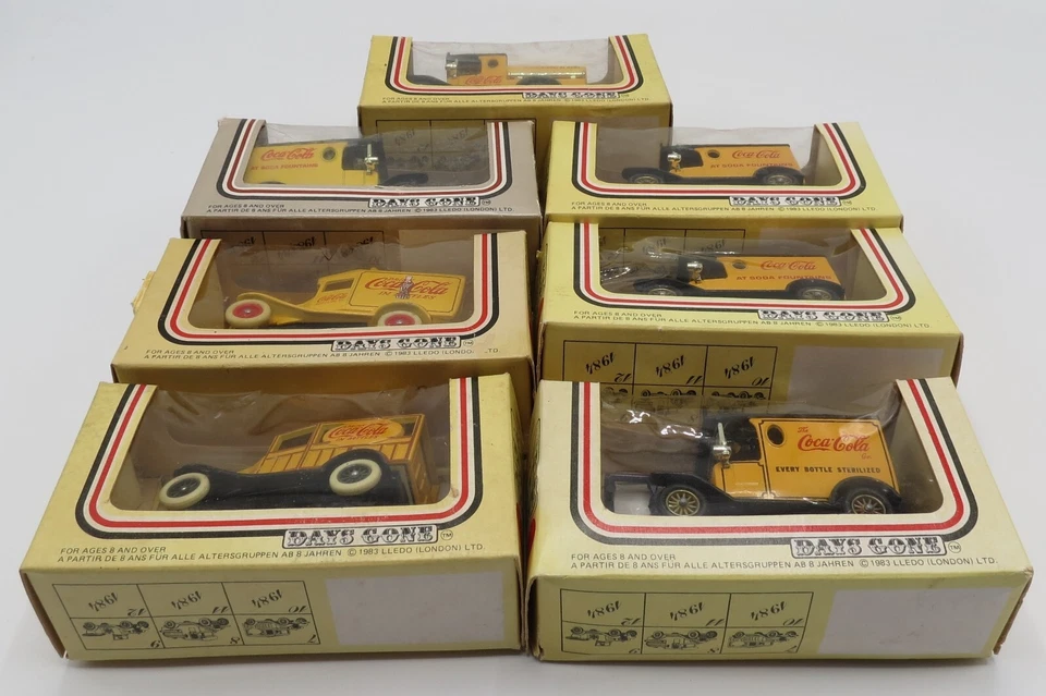 lot of 7 Lledo Coca-Cola Days Gone series diecast cars w/figures in box 1983 - Image 3 of 4