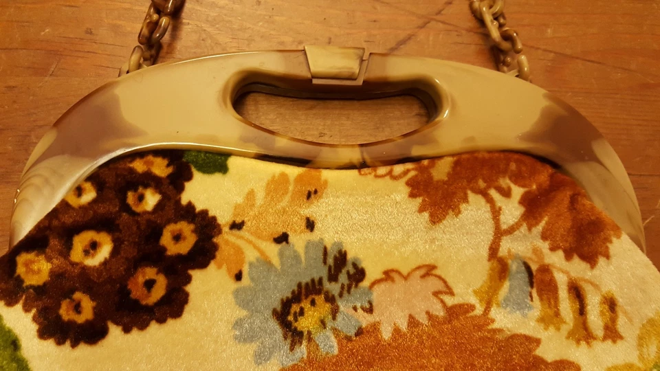 Tela, Multicolor, PVC con Asa Color Mármol, Bolso de Hombro (años 70) Foto 4 de 4