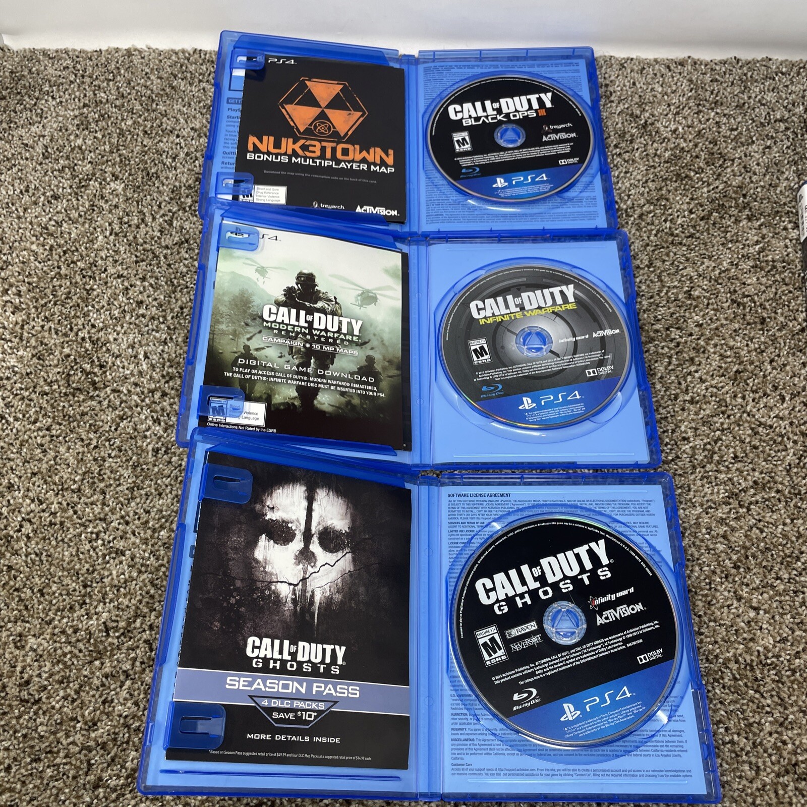 PS4 Call of Duty Lot of 5 WWII Black Ops III ghosts Advanced Infinite