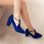 thumbnail 5 - Glam Ladies Pointy Toe Block Heels Solid Knitting Buckle Strap Faux Suede Shoes