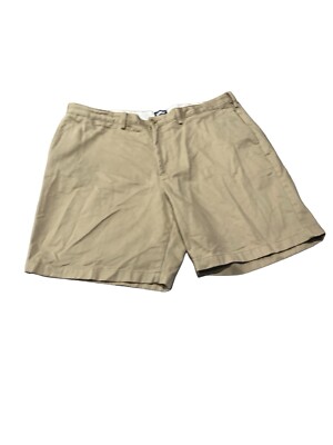 Lands End Mens Tan Flat Front Medium Wash Chino Shorts 42