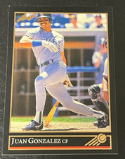 JUAN GONZALEZ 1992 LEAF BLACK GOLD INSERT BASEBALL CARD #62 TEXAS RANGERS