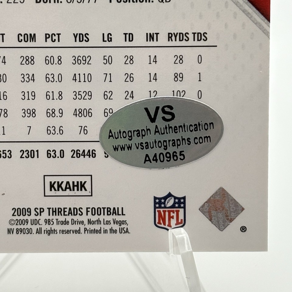 Tom Brady Signed Autographed Card 2009 SP Threads COA New England ...