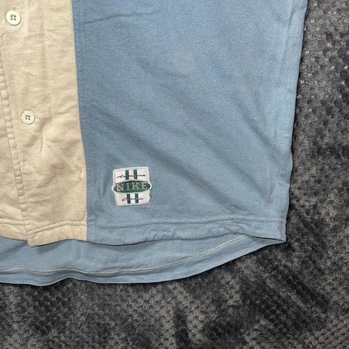 Nike Button Up Jersey T-Shirt Mens Blue Large Graphic Print Embroidered Logo - Picture 3 of 11