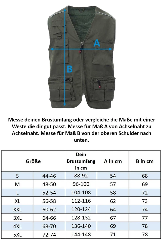 Herren Safari Weste mit Taschen funktionale Arbeitsweste Outdoor-Weste Ärmellos - Bild 2 von 2