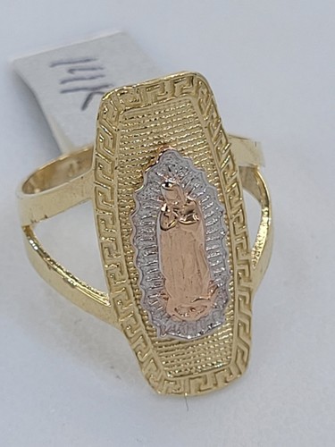 Long solid 14k Gold Virgin Mary Guadalupe Ring Size 6 7 8 9 10 Greek - Picture 13 of 20