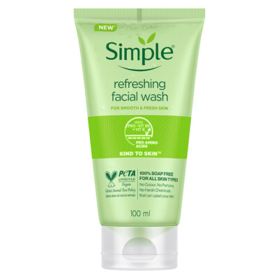 Simple Kind To Skin Refreshing Facial Wash [2 * 100 ml] 100 % seifenfrei f/d-s