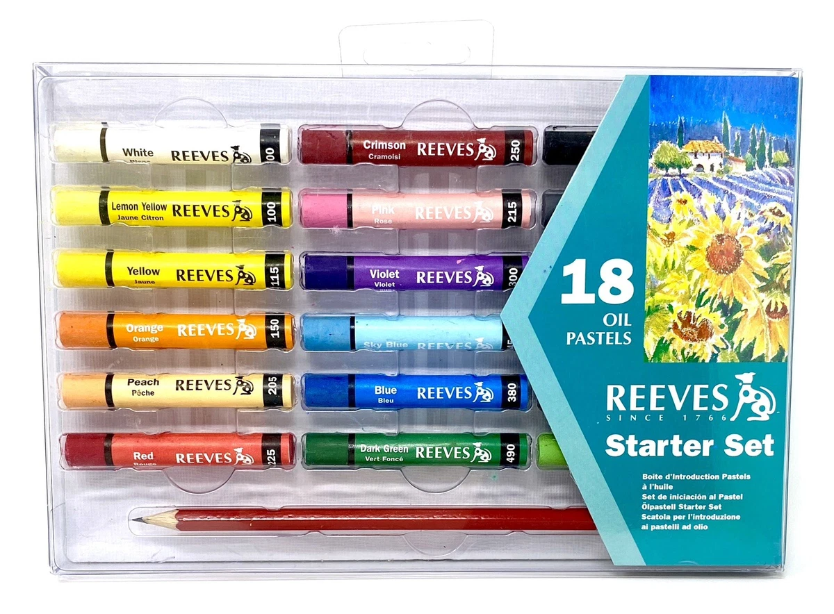 Reeves - 18 Oil Pastels Starter Set (Oil Pastels, Pencil, Drawing Board) NEW