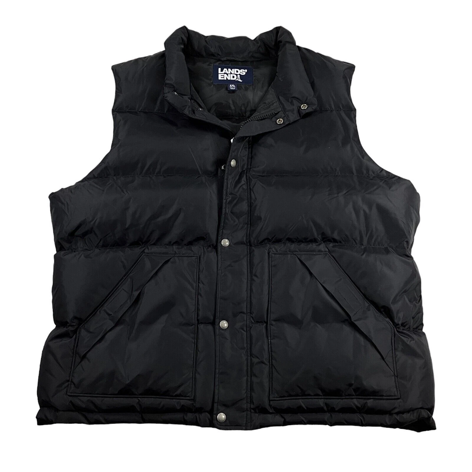 Lands End Down Puffer Vest Jacket Mens Size XXL 50-52 Black
